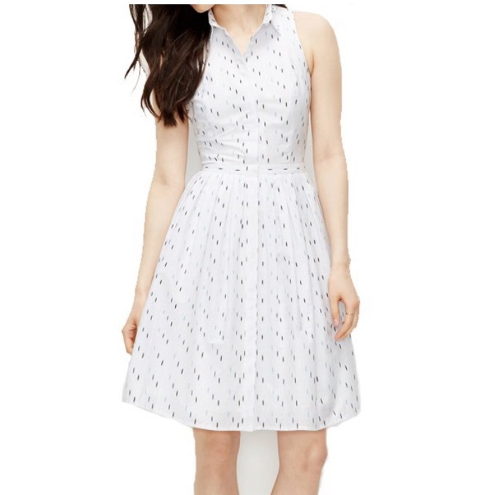Ann Taylor sleeveless collar dress clip dot 16 53N